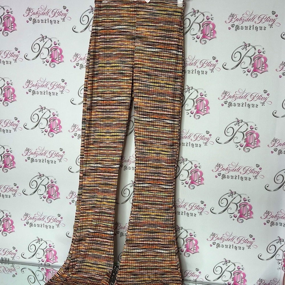 Stylewise pants flare bell bottoms orange yellow Stylish Multicolor flare leg